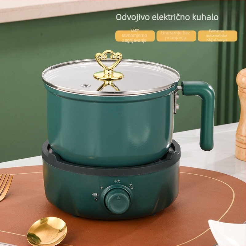 Mini električni lonac za kuhanje rezanaca | 800W, 1–2 L kapacitet, unutarnja posuda od nehrđajućeg čelika, dubina 8 cm, mehaničko upravljanje