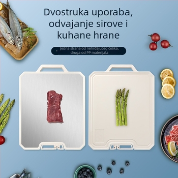 Daska za rezanje od nehrđajućeg čelika, dvostrana, protuklizna, marka Shuangshi Hui