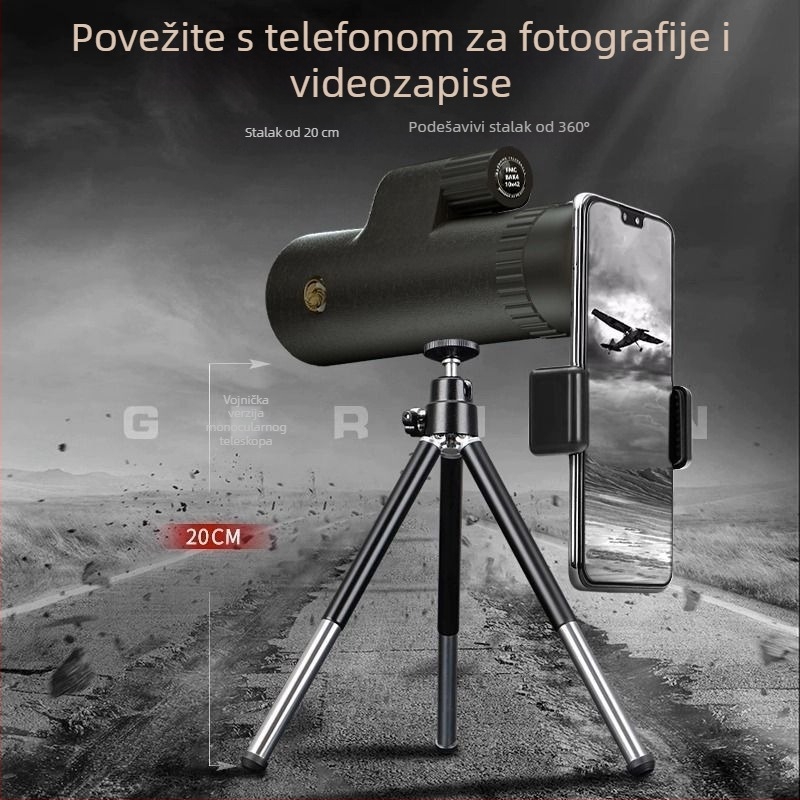 10x42 profesionalnog razreda monocularni teleskop s izuzetno jasnim noćnim vidom pri slabom osvjetljenju i punim optičkim staklom