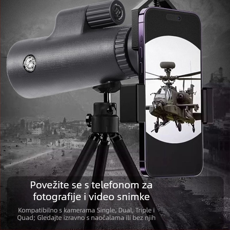 10x42 profesionalnog razreda monocularni teleskop s izuzetno jasnim noćnim vidom pri slabom osvjetljenju i punim optičkim staklom
