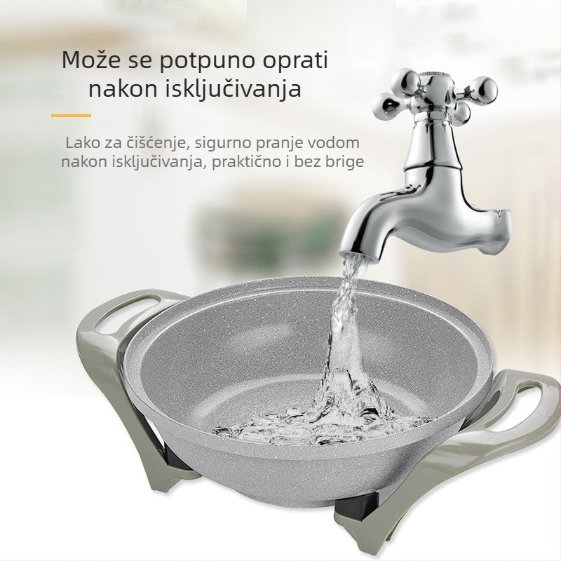 Višenamjenski električni lonac za parenje, prženje i kuhanje za 7–8 porcija — 1201–1500 W, unutarnji lonac premaz, dubina unutarnjeg lonca 12,5 cm