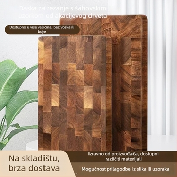 Masivna drvena daska za rezanje od akacije s uzorkom šahovnice i geometrijskim kvadratima
