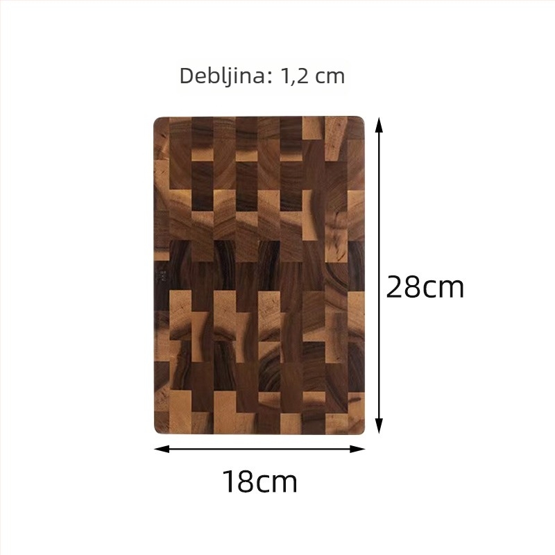 Masivna drvena daska za rezanje od akacije s uzorkom šahovnice i geometrijskim kvadratima