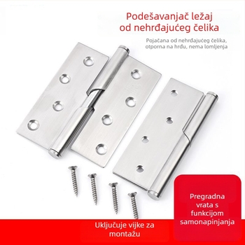 Panta za vrata od masivnog drva, prilagodljiva, samozatvarajuća, pomična, materijal: 201 nehrđajući čelik, završna obrada: brušena