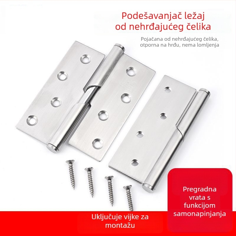 Panta za vrata od masivnog drva, prilagodljiva, samozatvarajuća, pomična, materijal: 201 nehrđajući čelik, završna obrada: brušena