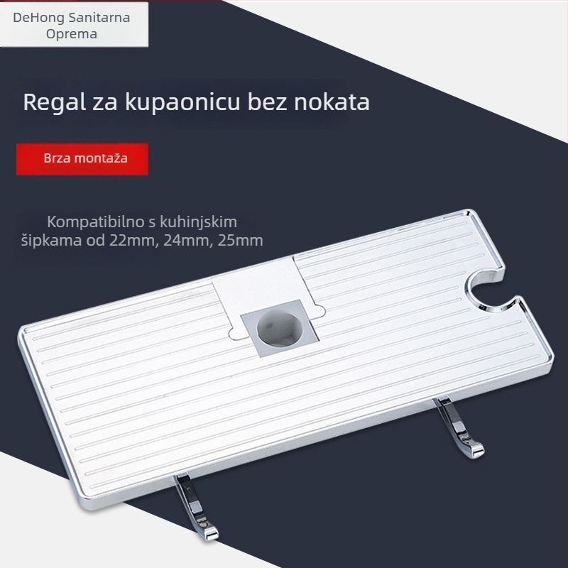 Bez bušenja kupaonski ormar za tuš — moderni minimalistički stil, model C-3, verzije tanjura s kružnim i kvadratnim otvorima (elektroplatinirano/sprej premazano)