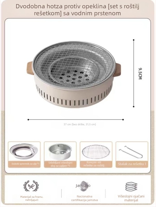 Explorer Prijenosni štednjak • Nehrđajući čelik • 2 kg • Pogodno za 3–5 osoba • Model TXZ-HK5001: Višestruka upotreba – napajanje iz mreže ili ugljena