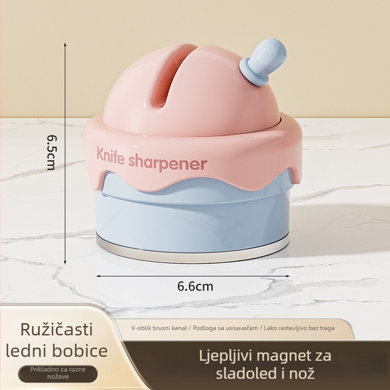 Oštrač noževa s podstavkom na vakuum – za kućnu upotrebu, za kuhinjske nože i škarice, ABS tijelo i keramički abraziv