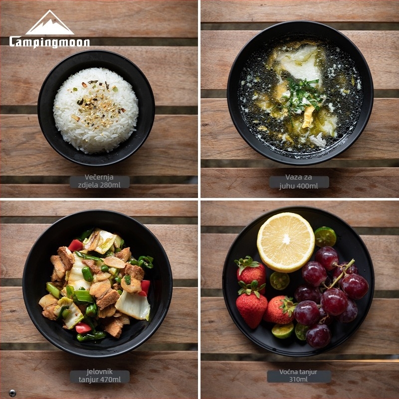 CAMPINGMOONG posuda od nehrđajućeg čelika, prijenosni set posuđa za 1–3 osobe