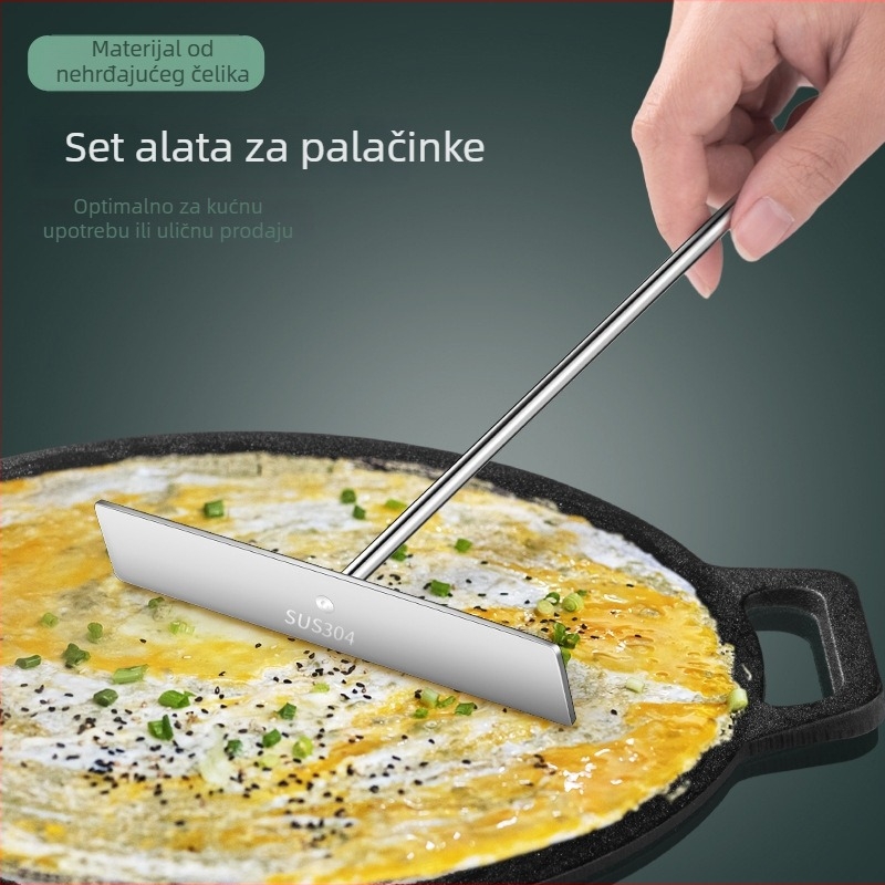Set alata za palačinke s srebrnim završetkom — lopatica za prženje jaja i scraper za palačinke (Materijal: Srebro; Kategorija: Kuhinjska spatula)