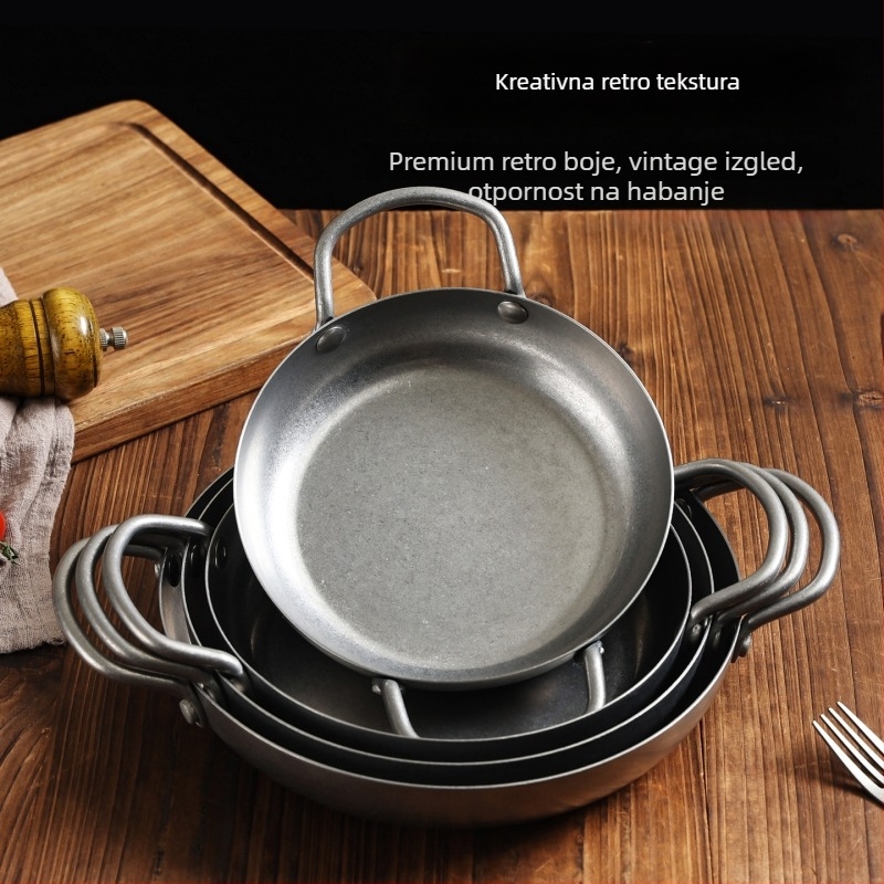 Chef meis tiganj za prženje, 304 nehrđajući čelik, trostruko dno, neprijanjajuća površina, kompatibilna s indukcijskom pločom, dubina 4,5 cm