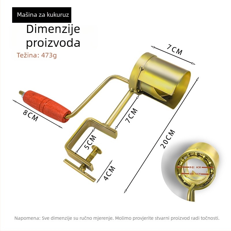 Dreamer Ručni odvajač zrna kukuruza — čelična konstrukcija, mali kućni model, mogućnost tiskanja logotipa