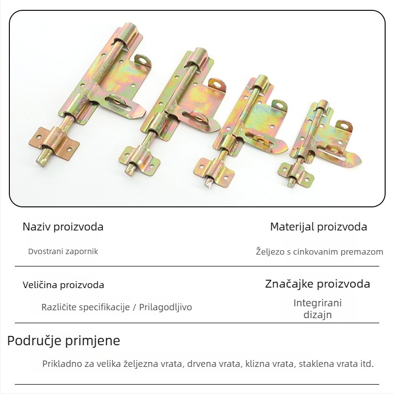 Teška dvostruka brava za vrata, željezo Q235, galvanizirano završno obradivanje, moderni minimalistički stil