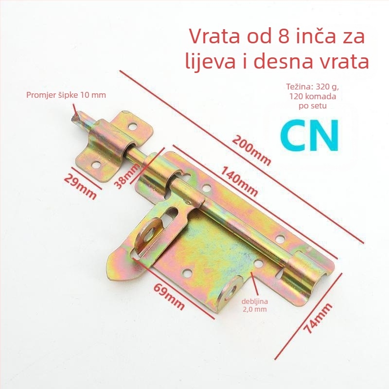 Teška dvostruka brava za vrata, željezo Q235, galvanizirano završno obradivanje, moderni minimalistički stil