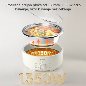 Električni hot pot s 5 L unutarnjim posudom od nehrđajućeg čelika, snaga 1200-1500W, funkcija zaštite od suhog sagorijevanja, pogodno za 4-5 osoba
