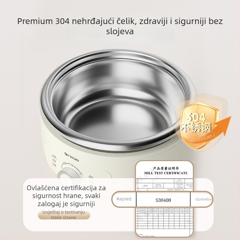 Električni hot pot s 5 L unutarnjim posudom od nehrđajućeg čelika, snaga 1200-1500W, funkcija zaštite od suhog sagorijevanja, pogodno za 4-5 osoba