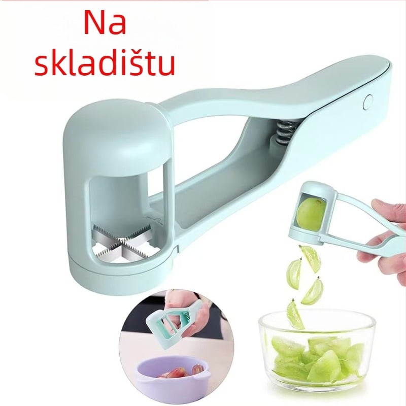Djelitelj voća s nožem za grožđe, plastičan, lansiran 2024., s logom, moderni minimalistički stil.