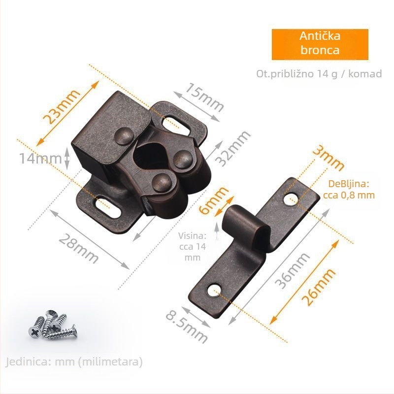 Ormar vrata magnetska zaporka, cinkovog legura, podno montaža, ručno upravljanje, Jingli Hardware, moderan minimalistički stil