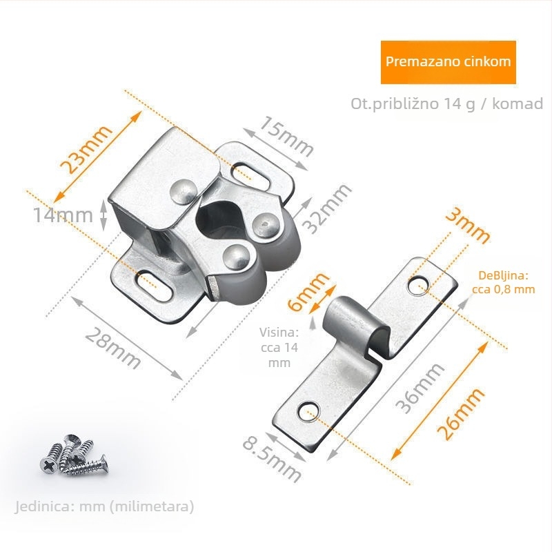 Ormar vrata magnetska zaporka, cinkovog legura, podno montaža, ručno upravljanje, Jingli Hardware, moderan minimalistički stil