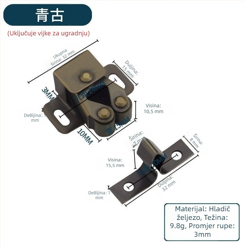 Ormar vrata magnetska zaporka, cinkovog legura, podno montaža, ručno upravljanje, Jingli Hardware, moderan minimalistički stil