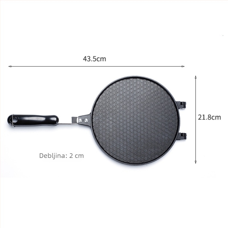 Dvostrani tiganj za korejske rolice od jaja s kalupom za vafle, ravno dno, model SJ-YP017, aluminijska legura, non-stick premaz, težina 750 g, pogodno za opće štednjake