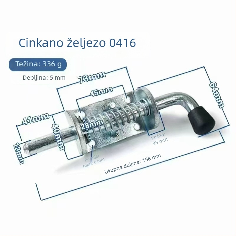 Teški industrijski zatvarač ormarića s opružnim mehanizmom – galvanizirana karbon čeli, površinska obrada: šok-poliranje i galvanizacija, Model: Heavy-Duty Industrial Latch, Marka: Haohanxing, Stil: Moderan minimalistički