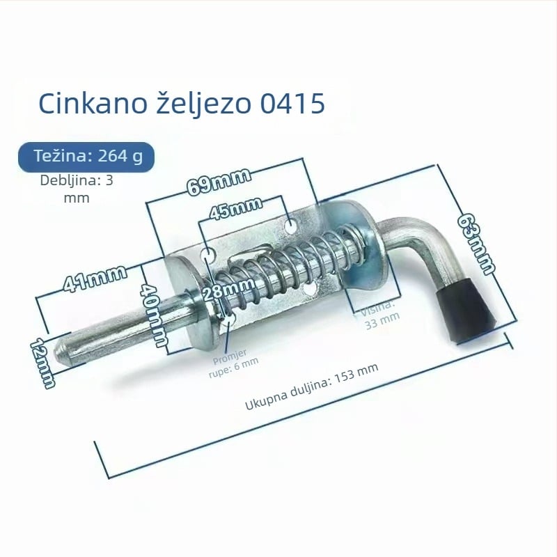 Teški industrijski zatvarač ormarića s opružnim mehanizmom – galvanizirana karbon čeli, površinska obrada: šok-poliranje i galvanizacija, Model: Heavy-Duty Industrial Latch, Marka: Haohanxing, Stil: Moderan minimalistički