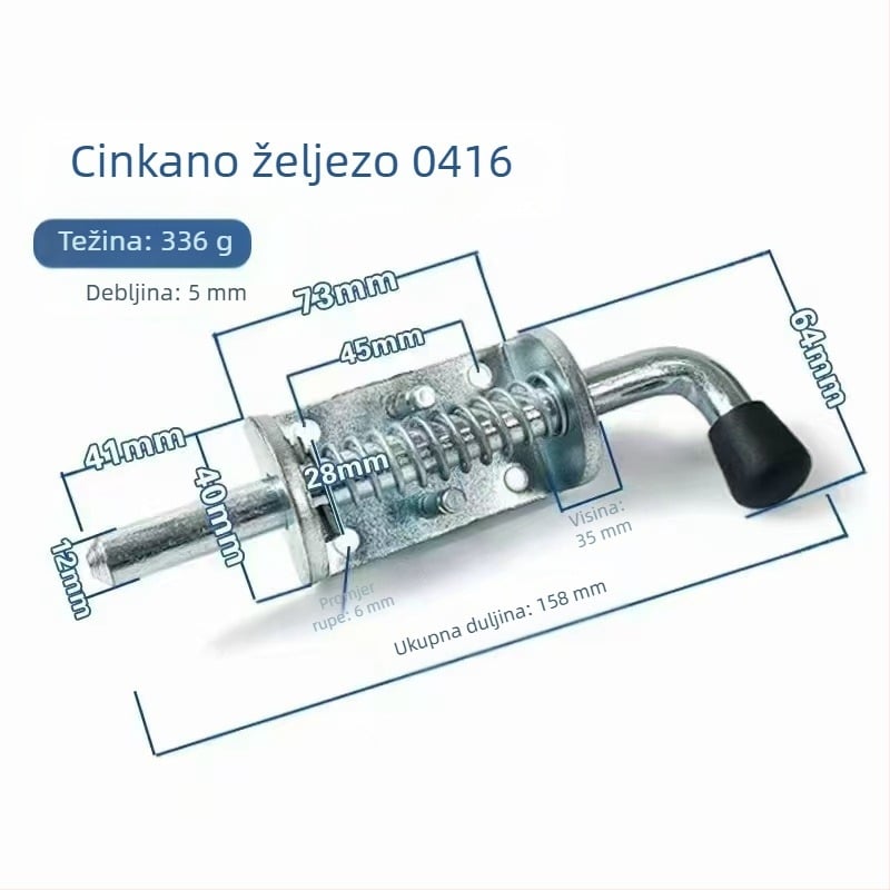 Teški industrijski zatvarač ormarića s opružnim mehanizmom – galvanizirana karbon čeli, površinska obrada: šok-poliranje i galvanizacija, Model: Heavy-Duty Industrial Latch, Marka: Haohanxing, Stil: Moderan minimalistički