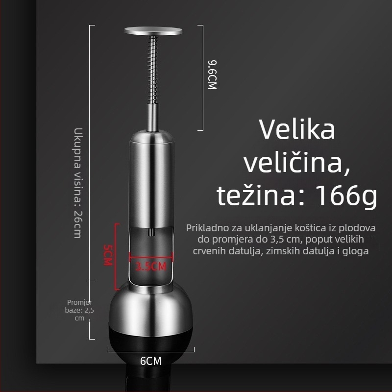 Uklanjivač sjemenki voća – 304 nehrđajući čelik, pritiskom tip za uklanjanje sjemenki crvenih datulja, višenamjenski uklanjivač sjemenki hloha i trešnje
