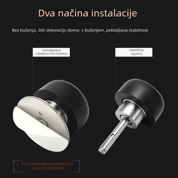 Stoper za vrata, vrh gljiva, od nehrđajućeg čelika 304, brušeni završetak, zaštita od sudara, dvostruka montaža na pod ili zid