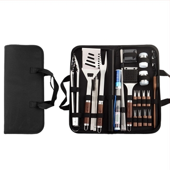 Set BBQ alata od nehrđajućeg čelika, nož, kliješta, četka, vilica i lopatica (10 kom.)