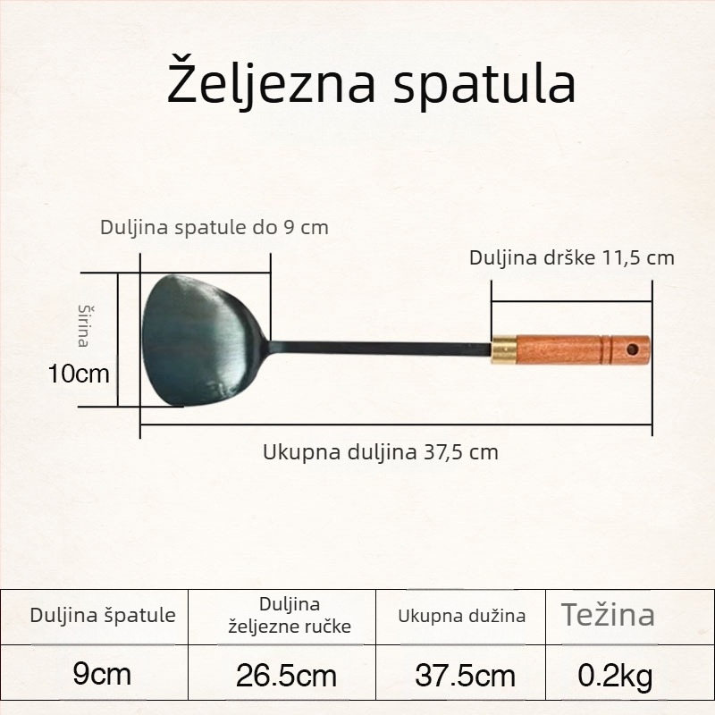 Set metalnih spatula i žlica sa Sabri drškom od drva, teppanyaki kuhinjski pribor, otporan na visoke temperature