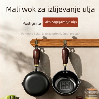 Debeli mali lonac za ulje za vruće ulje, tiganj za prženje jaja, tiganj s ravnim dnom od lijevanog željeza