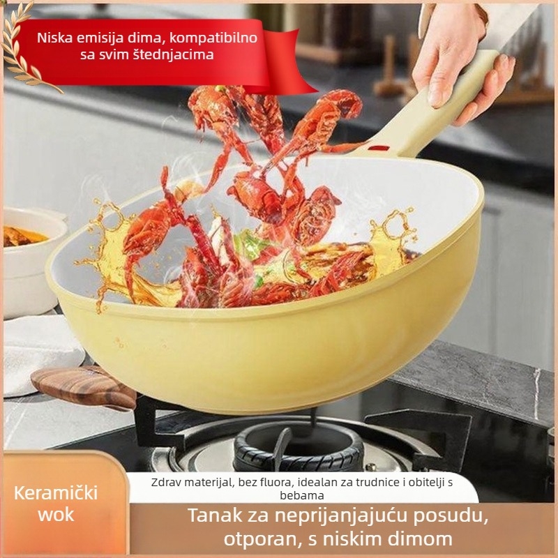 Keramička ne-prijanjajuća wok, kvadratna posuda od željeza za indukciju i plin, 1–3 kg, premium kvaliteta