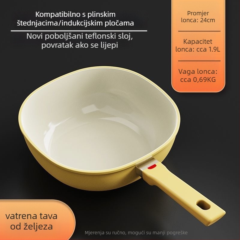 Keramička ne-prijanjajuća wok, kvadratna posuda od željeza za indukciju i plin, 1–3 kg, premium kvaliteta
