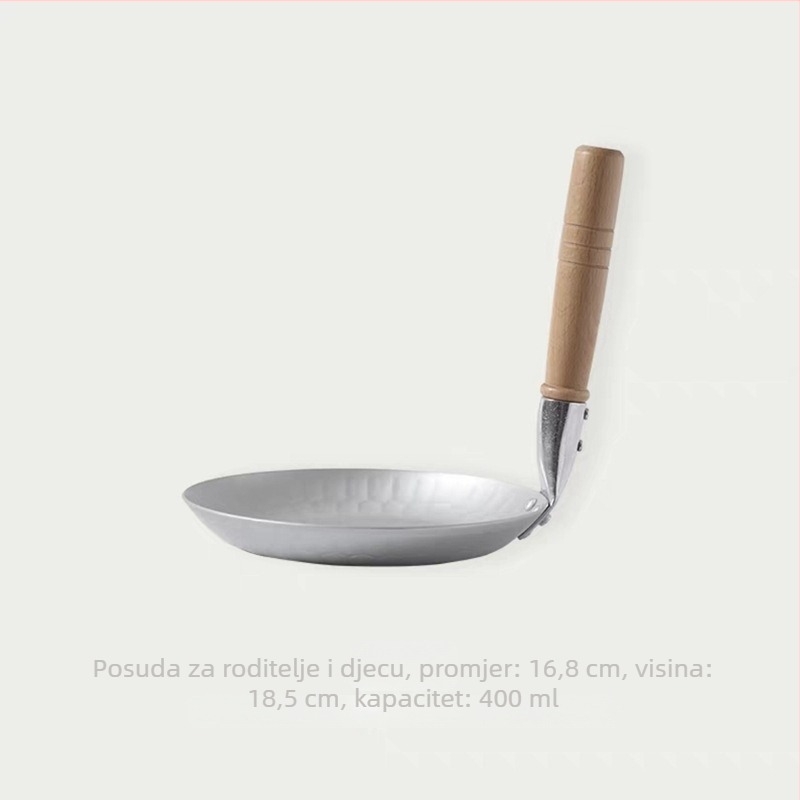 Aluminijska ravna tava s pravom drškom, bez premaza, s poklopcem