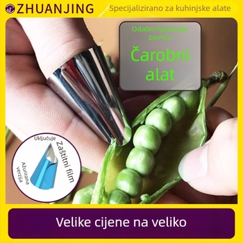 Zaštitna rukavica od nehrđajućeg čelika za povrće — višenamjenski alat za guljenje i ljuštenje, pogodna za češnjak, edamame i grah, s podesivom veličinom