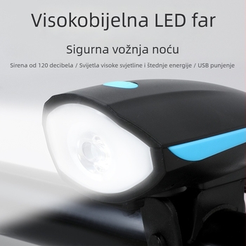 Prednje svjetlo za bicikl s rogom, USB-C punjenje, montaža remenjem, marka WOTI