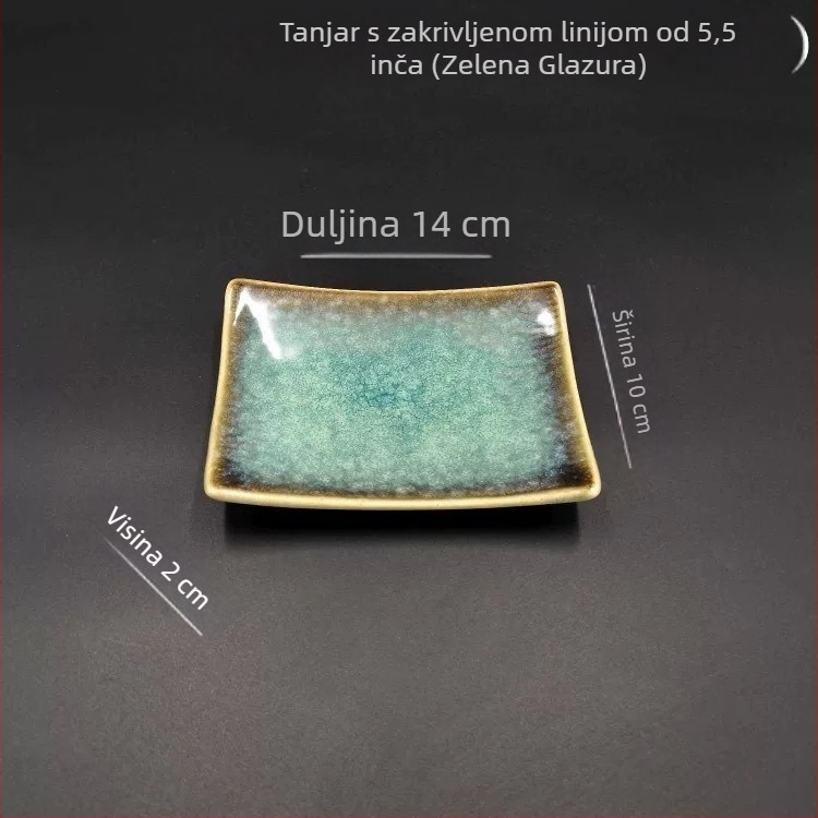 Keramički pravokutni pladanj za sushi i sashimi – jednostavan stil, pogodan kao poklon