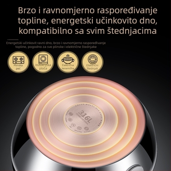 Tiganj od 316L nehrđajućeg čelika, trostruko debelo dno, bez premaza, kompatibilan s plinskim i indukcijskim štednjacima, 0,5 kg