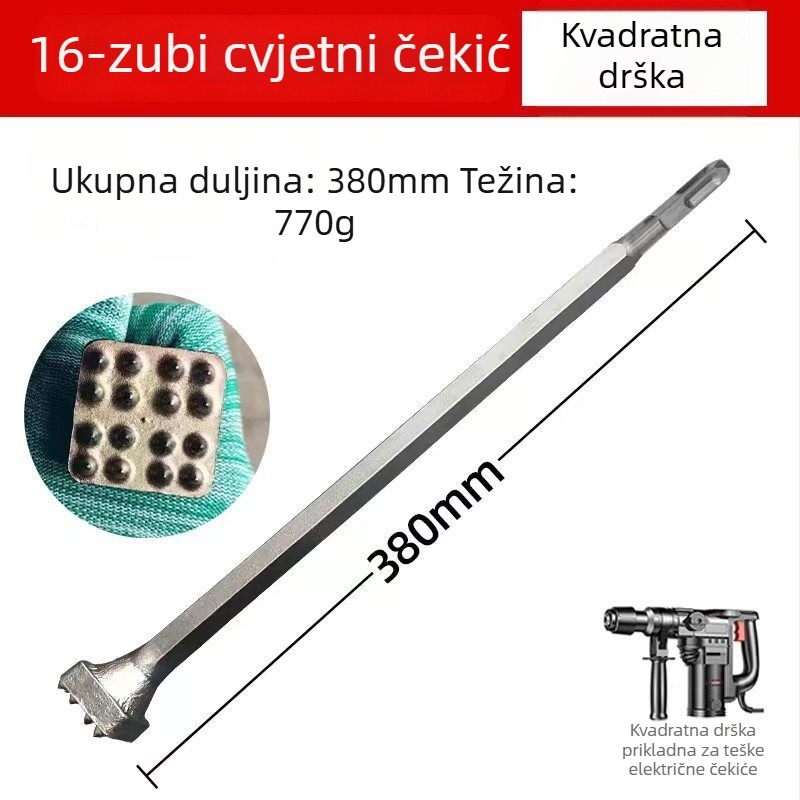 Hengyao Tools Električna glava dlijeta za čekić s šesterokutnim kvadratnim držalom, legirana integrirana za beton zid