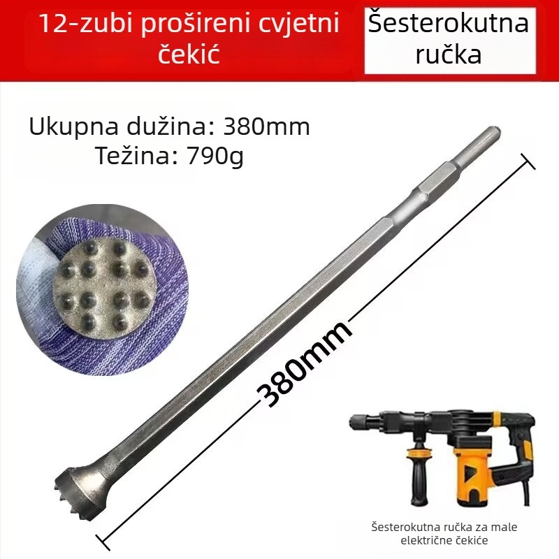 Hengyao Tools Električna glava dlijeta za čekić s šesterokutnim kvadratnim držalom, legirana integrirana za beton zid