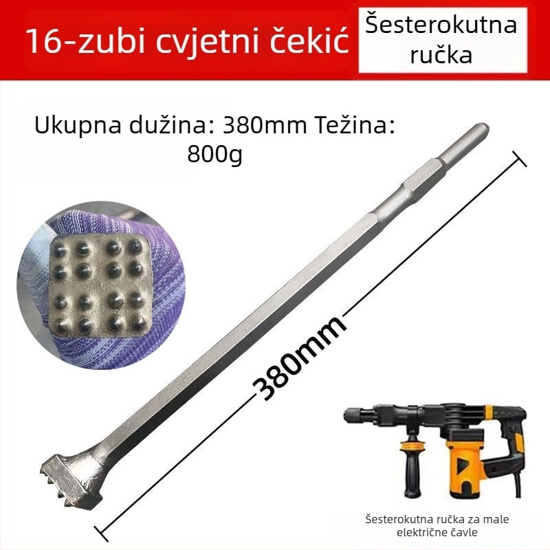 Hengyao Tools Električna glava dlijeta za čekić s šesterokutnim kvadratnim držalom, legirana integrirana za beton zid