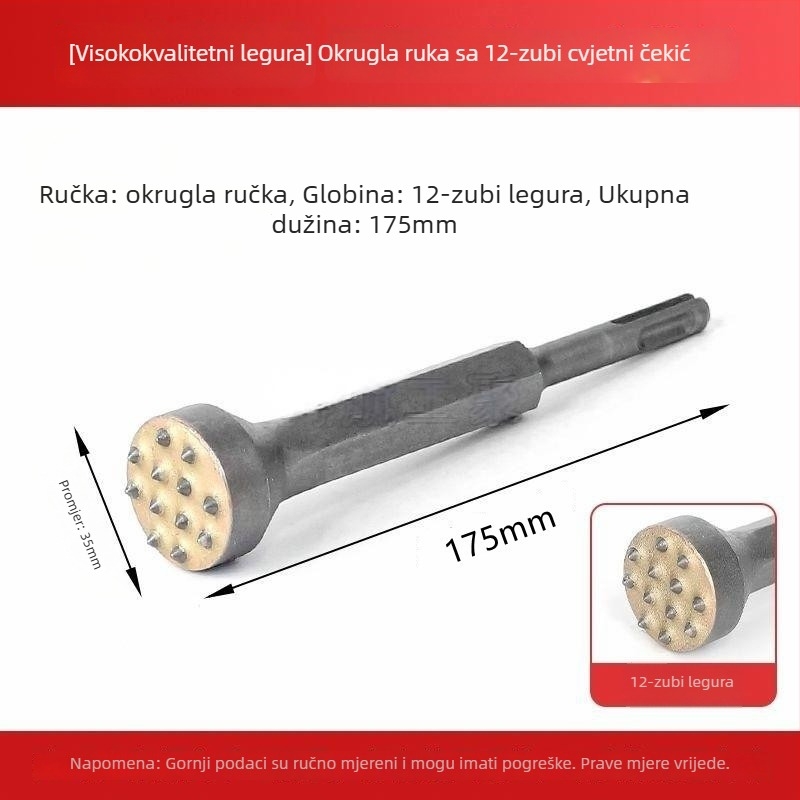Hengyao Tools Električna glava dlijeta za čekić s šesterokutnim kvadratnim držalom, legirana integrirana za beton zid