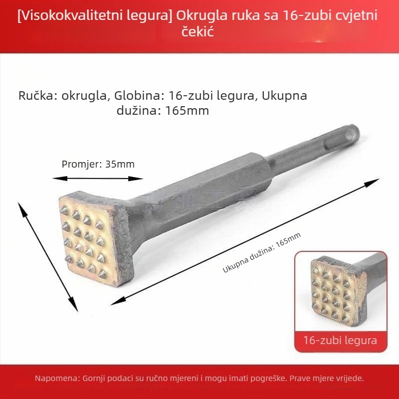 Hengyao Tools Električna glava dlijeta za čekić s šesterokutnim kvadratnim držalom, legirana integrirana za beton zid
