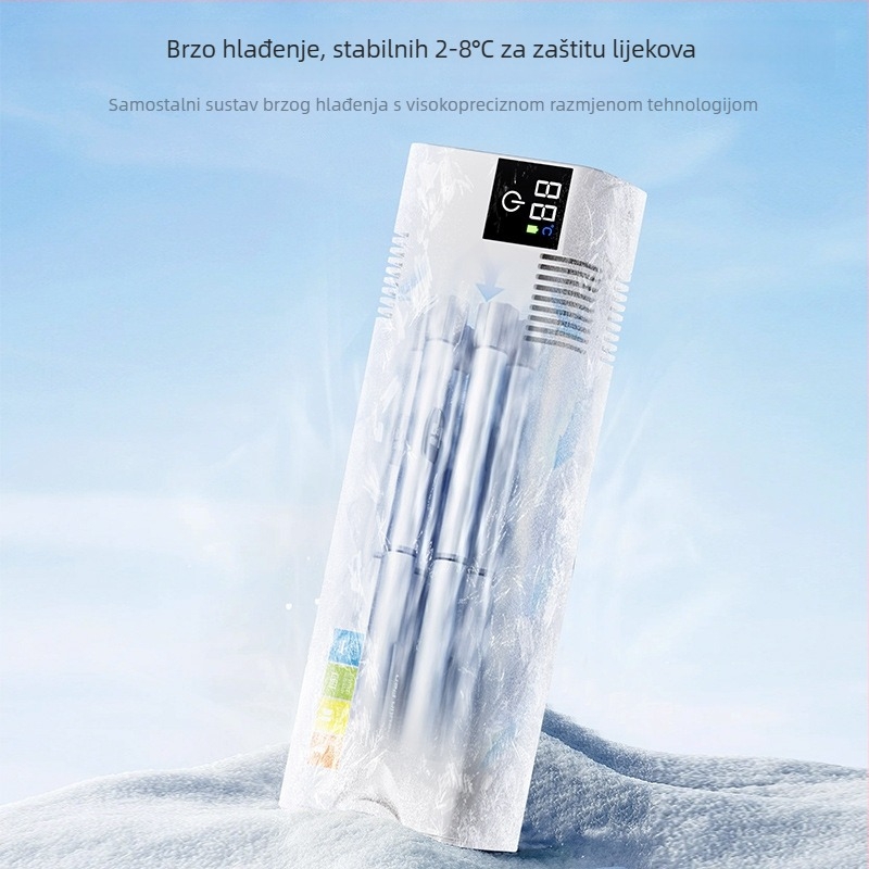 Poluvodički auto hladnjak, kapacitet do 5 L, težina 1 kg, snaga 12 W, napajanje 5 V, radna temperatura 0–18 °C