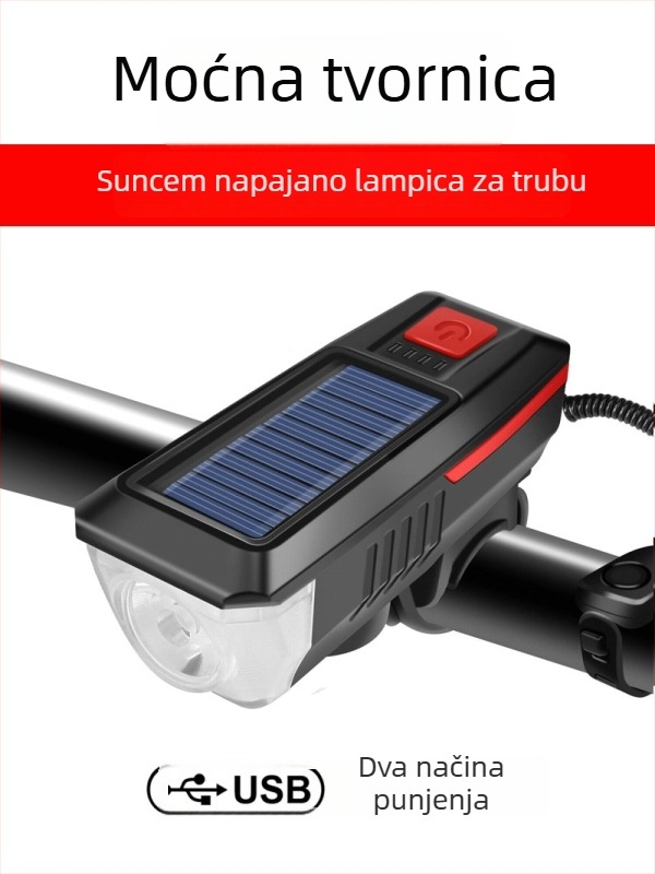 YAJIAPLUS prednje svjetlo za bicikl – solarno napajanje, USB punjenje, visoka svjetlina za vožnju