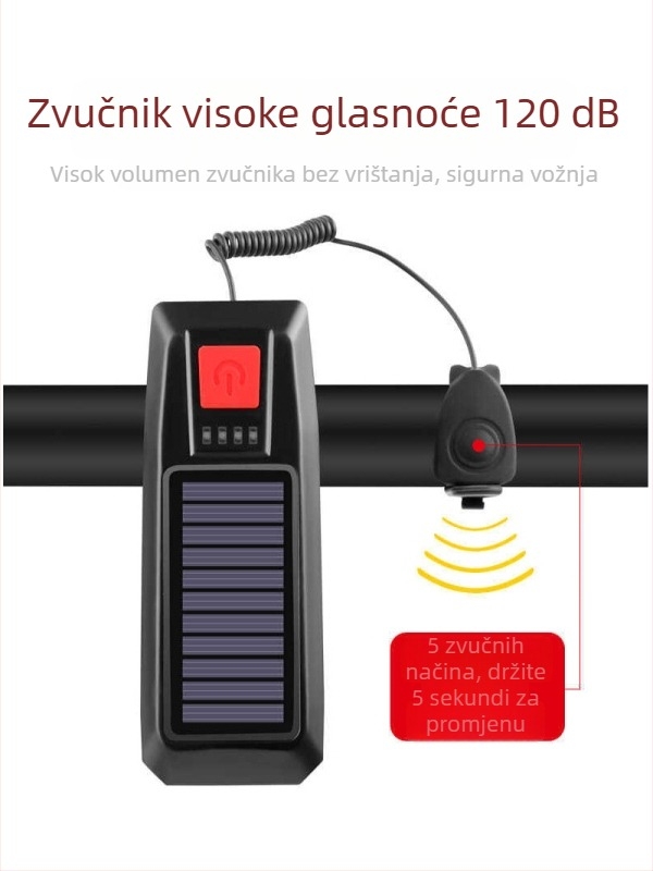 YAJIAPLUS prednje svjetlo za bicikl – solarno napajanje, USB punjenje, visoka svjetlina za vožnju
