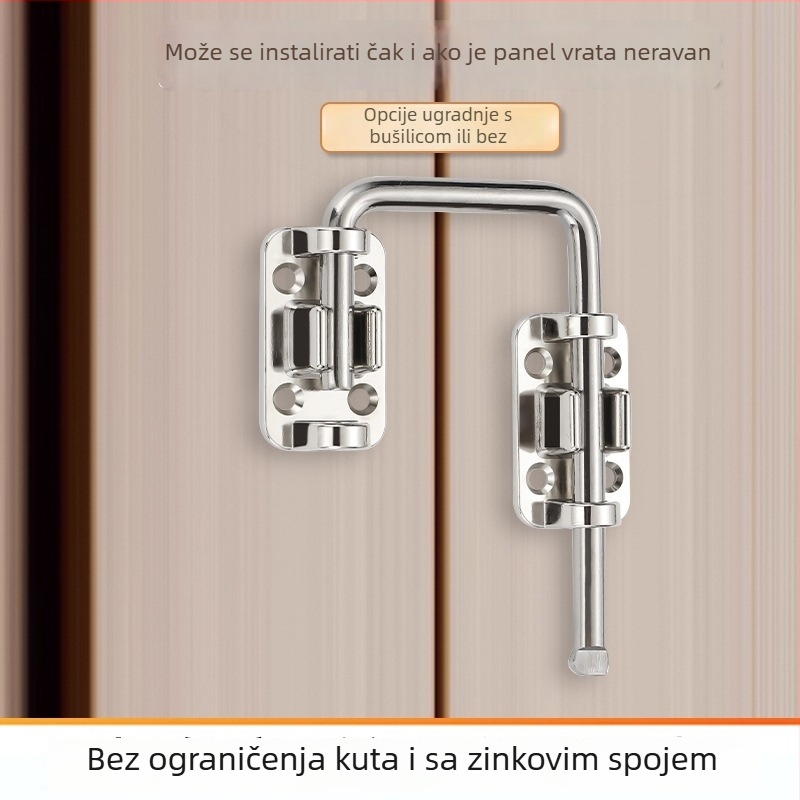 Brava za vrata bez bušenja – unutarnji mehanizam zaključavanja, cinkova legura, univerzalno lijevo-desno, sigurnost protiv krađe, dvostruki mehanizam zaključavanja