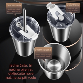 Čaša od 304 nehrđajućeg čelika sa slamkom, poklopac PP + silikagel, kutija za pohranu PP – prenosna čaša za brzo smrzavanje pića